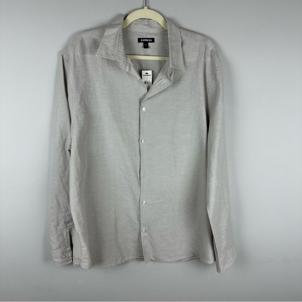 NWT Express Button Down Linen Cotton Shirt sz XL